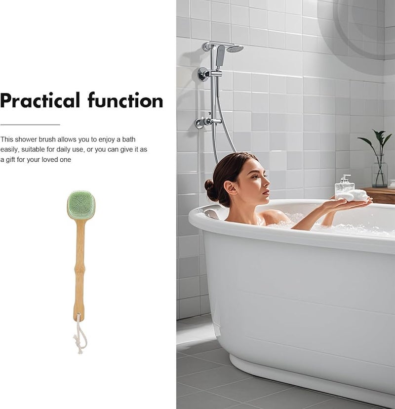 Soft Dual Sided Silicone Back Scrubber With Long Handle And Hanging Rope - Image 5